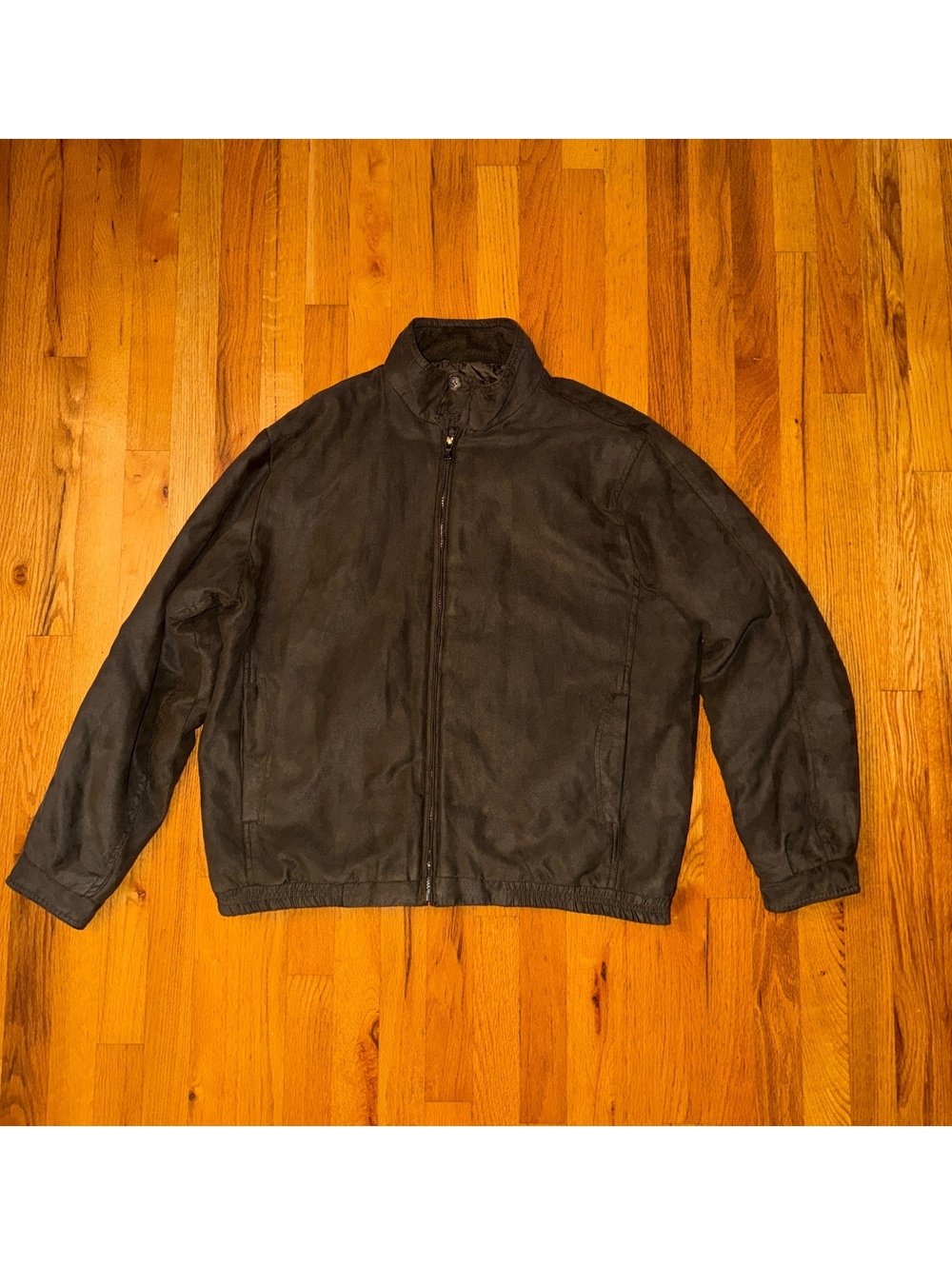 London Fog Men’s Large Brown Full Zip Jacket Suede-Like Lightweight